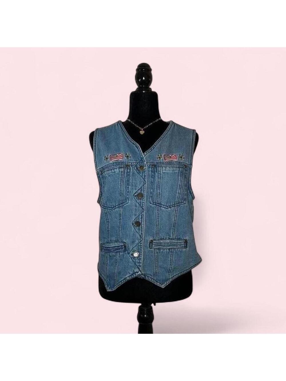 Americana Denim Jean Jacket Vest By Pasta Size Medium July 4th